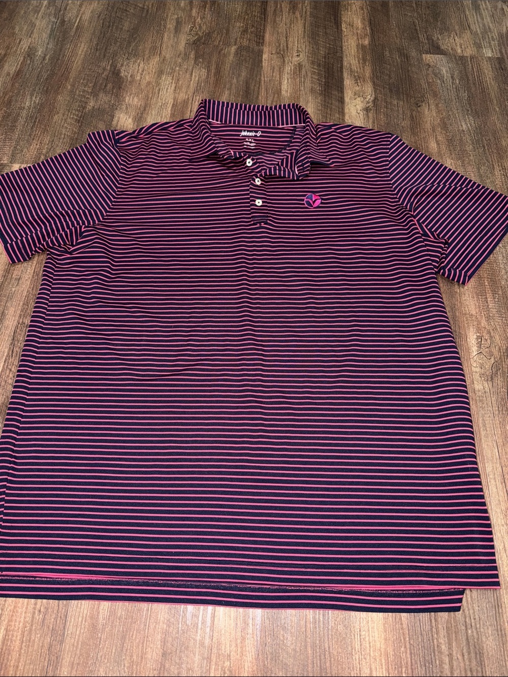 Johnnie O Polo Navy and Pink Striped size XXL
